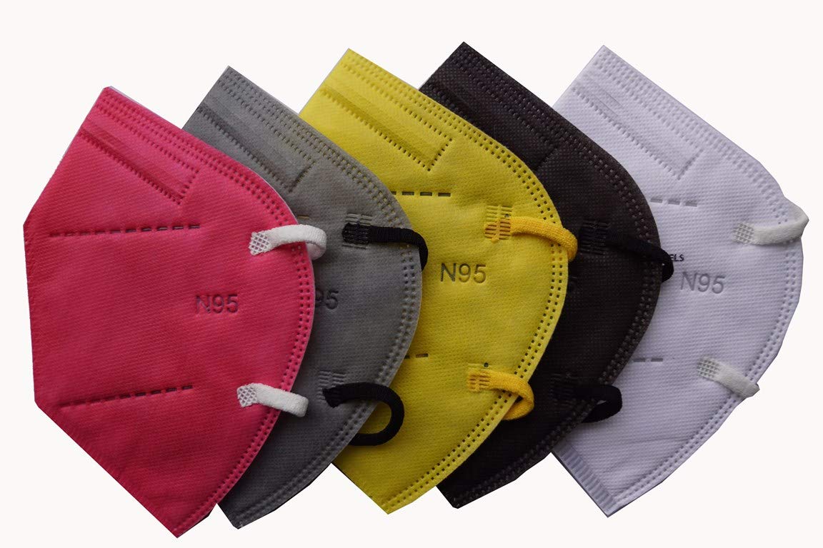 N95 Face Mask - Anti-Bacterial-with 5 Protective Layers - Pack of 10, Multicolor