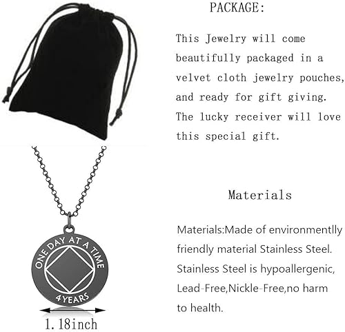 Miniatura 2 de NA Gift Addiction Recovery Collar NA Anual Collar Un Día a la Hora Collar 12 Pasos Recuperación Sobrio Regalo Nuevo Comienzo Regalo