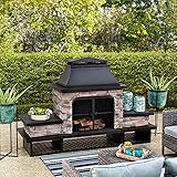 Sunjoy Concordia Collection Wood Burning Fireplace, Black