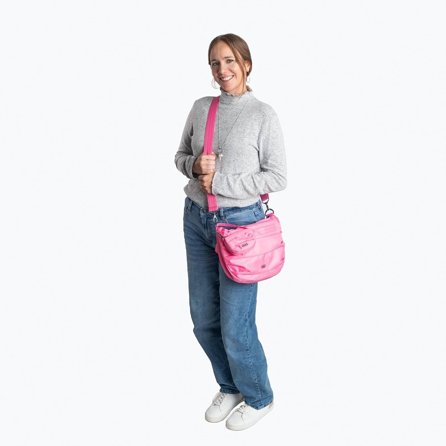 Lug Scuffle Pleated Crossbody Bag with Disco Pouch