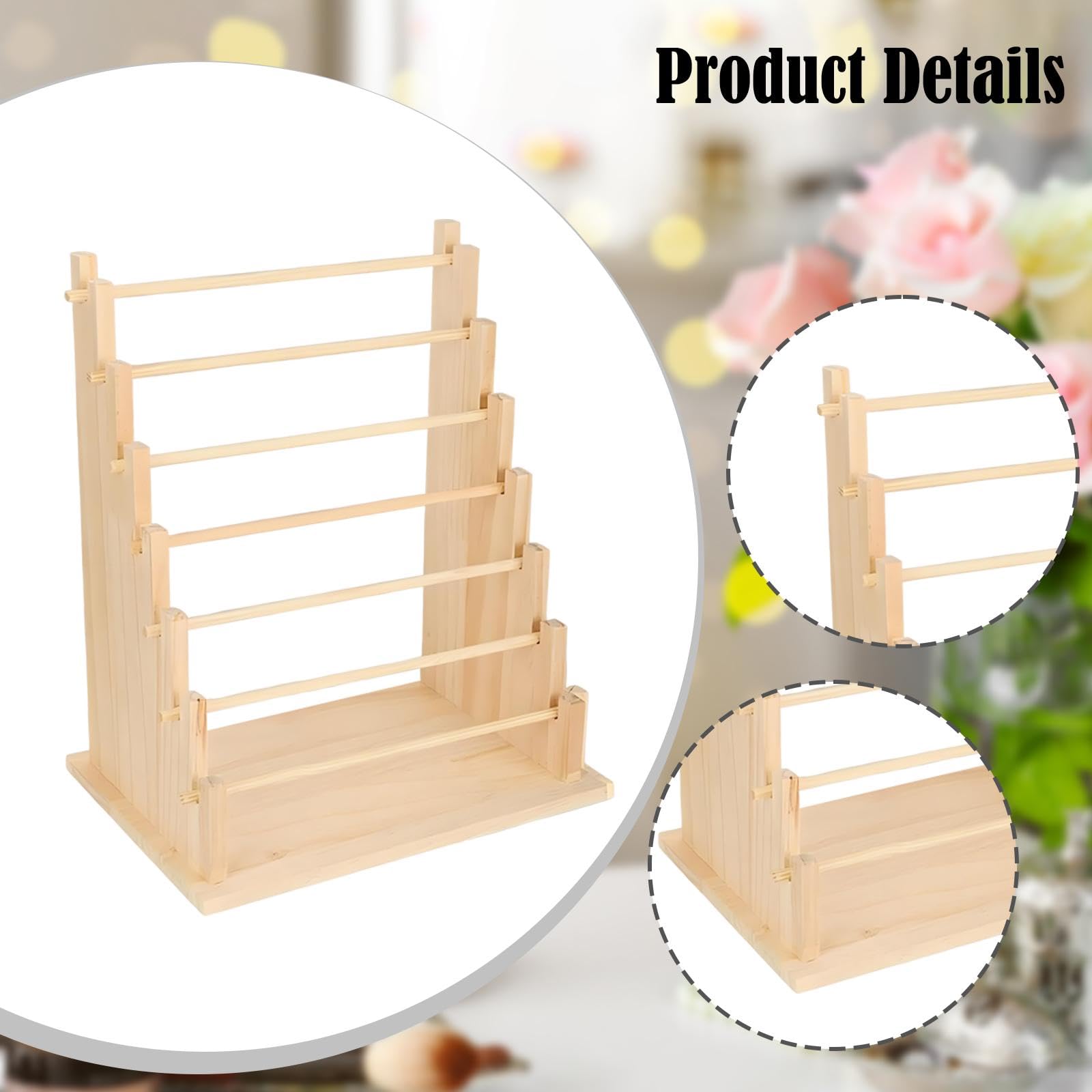 Organizzatore di nastri in legno a 7 livelli espositore per braccialetti Washi Tape Organizer per la creazione di fiocchi forniture per oggetti di scena fotografici