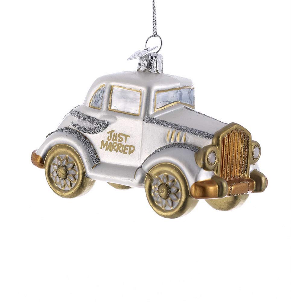 Noble Gems Just Married Wedding Car Glass Ornament NB0831 New
