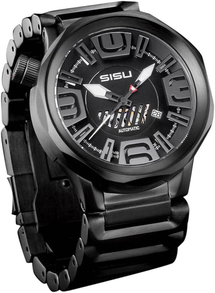 SISU Guardian A4 Swiss Automatic Watch, Black"Eclipse" Dial, SST Black PVD Bracelet (Model: GA4-50-BSS)
