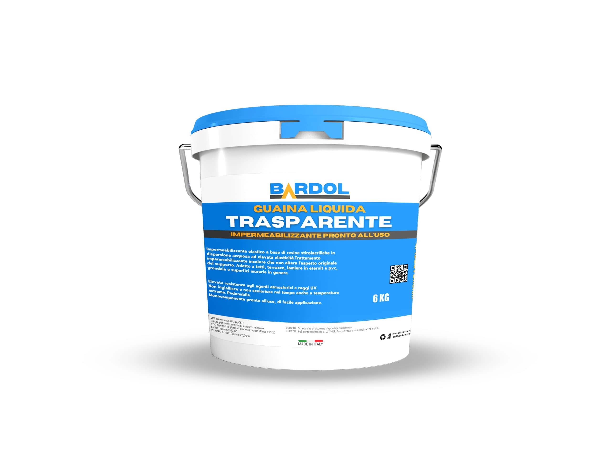 Guaina liquida TRASPARENTE impermeabilizzante da 1-6-20 KG. (6 KG)