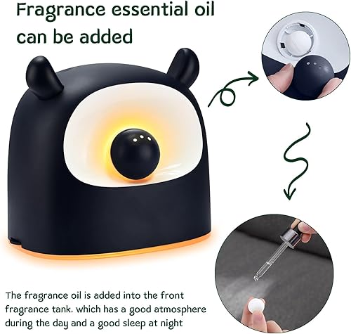 Miniatura 5 de KUNWFNIX Fat Moe Humidificador de niebla fría  Humidificadores ultrasónicos silenciosos, mini humidificador lindo con luz nocturna (sin batería