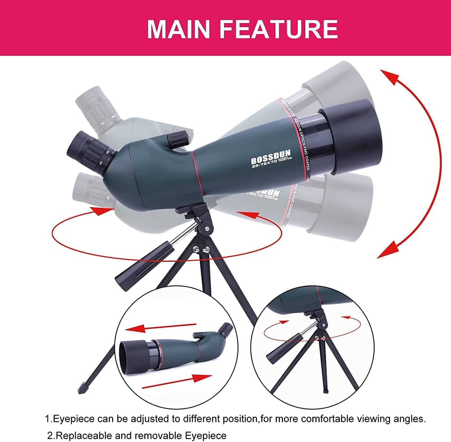 Monoculaire 8x42 HD Étanche – Zoom Puissant – Vision Nocturne Faible Lumière – Idéal Observation Oiseaux, Randonnée, Camping