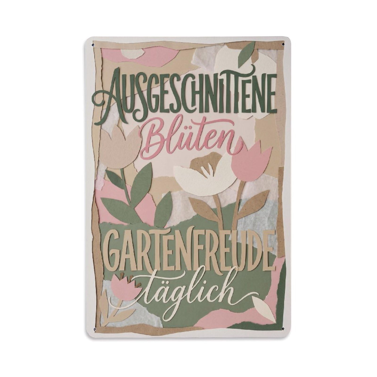 Vintage Funny Garden Cutout Blooms Rustic Gate Colorful Metal Tin Sign
