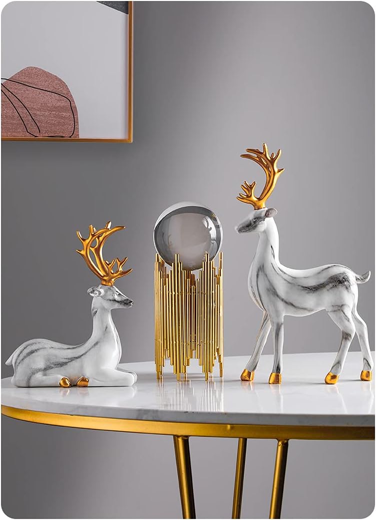 Modern Abstract Art Crystal Ball with Gold Iron Stand Decorative Ornaments for Living Room Bedroom TV Cabinet Crafts Gifts Office Home Decor (Pipe)