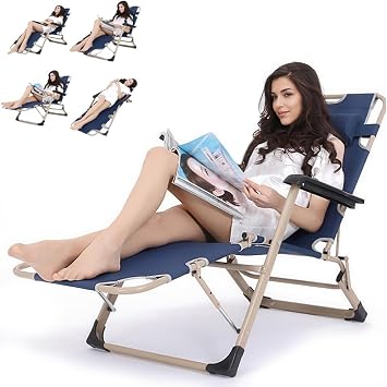 WY8 GARDEN CHAIR SUN LOUNGER OUTDOOR INDOOR GARDEN FOLDING RECLINING ADJUSTABLE CHAIR SUN BED BLUE