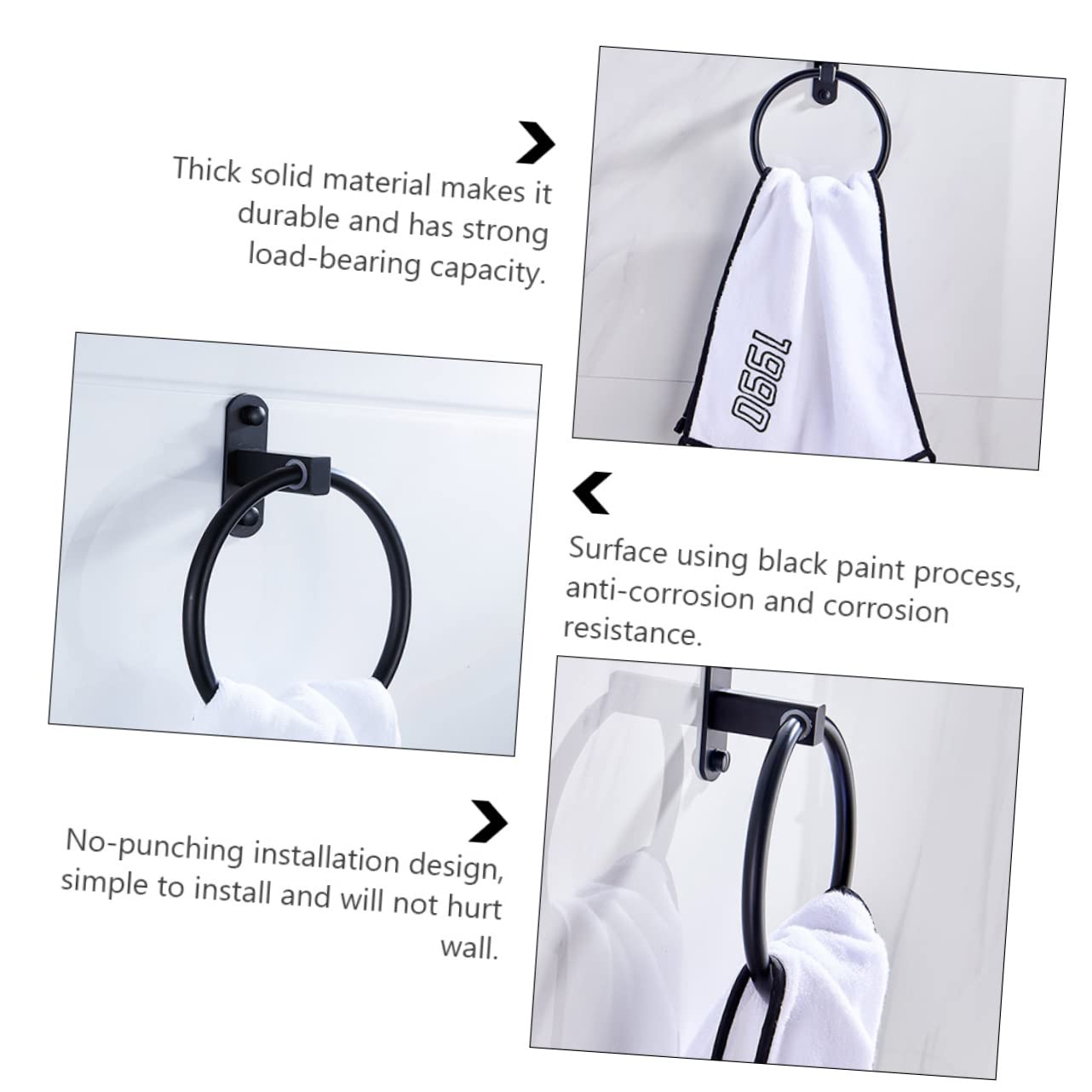 Uonlytech 2 Pezzi Portasciugamani in Alluminio Elegante Per Bagno Liscio Senza Fori Salva Spazio