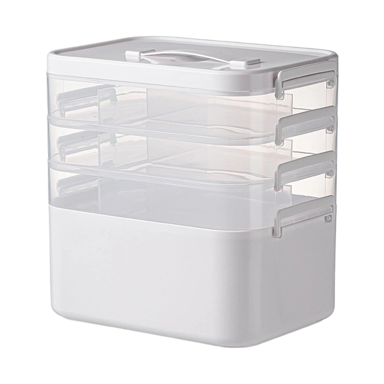Piceioep PP Medicines Organizers Clear Lid Multilayer Compartments Large Capacity Portable Box for Family PP Medicines Cabinet