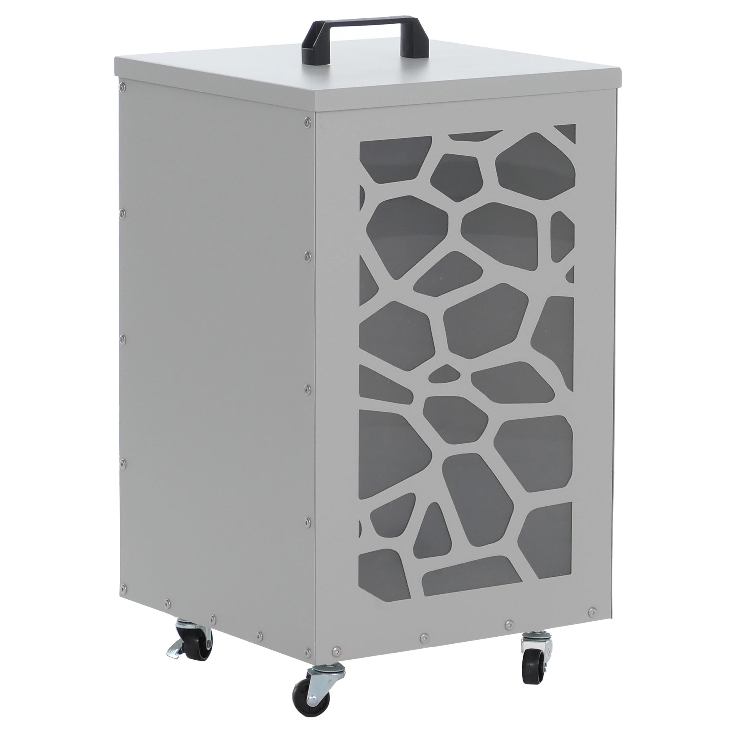 Mendler Contenitore per Pellet Nido Ape HWC-Q30 stoccaggio Pellet, con setaccio Filtro e rotelle 64x36x36cm - Bianco Grigio