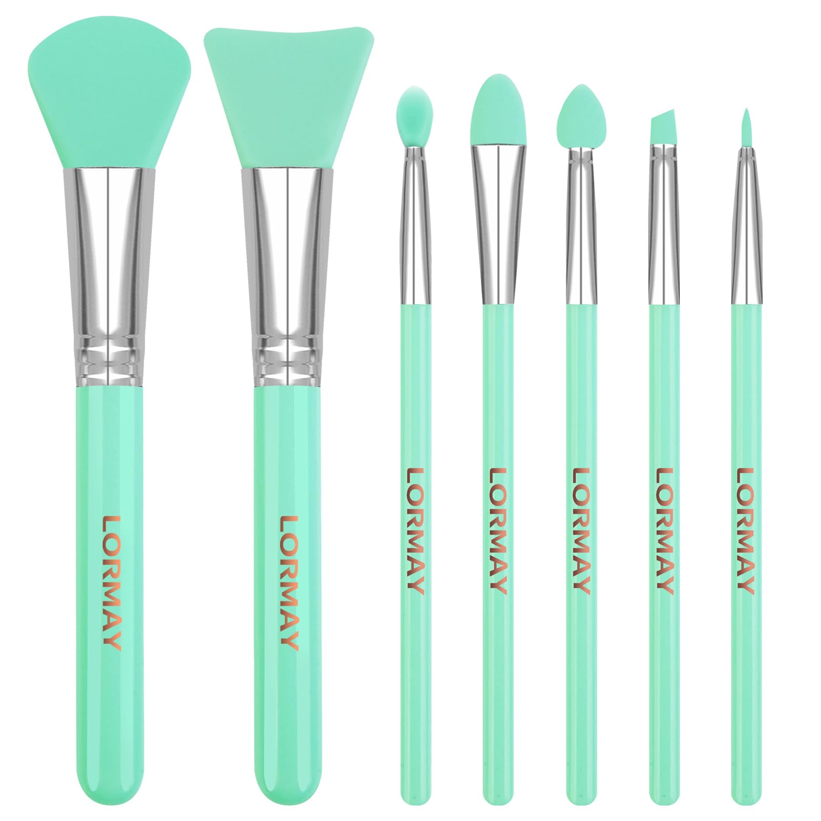 LORMAY 7 Pcs Silicone Brush Applicator Kit for UV Resin Epoxy Art Crafting and Cream Makeup Products (Mint Green)