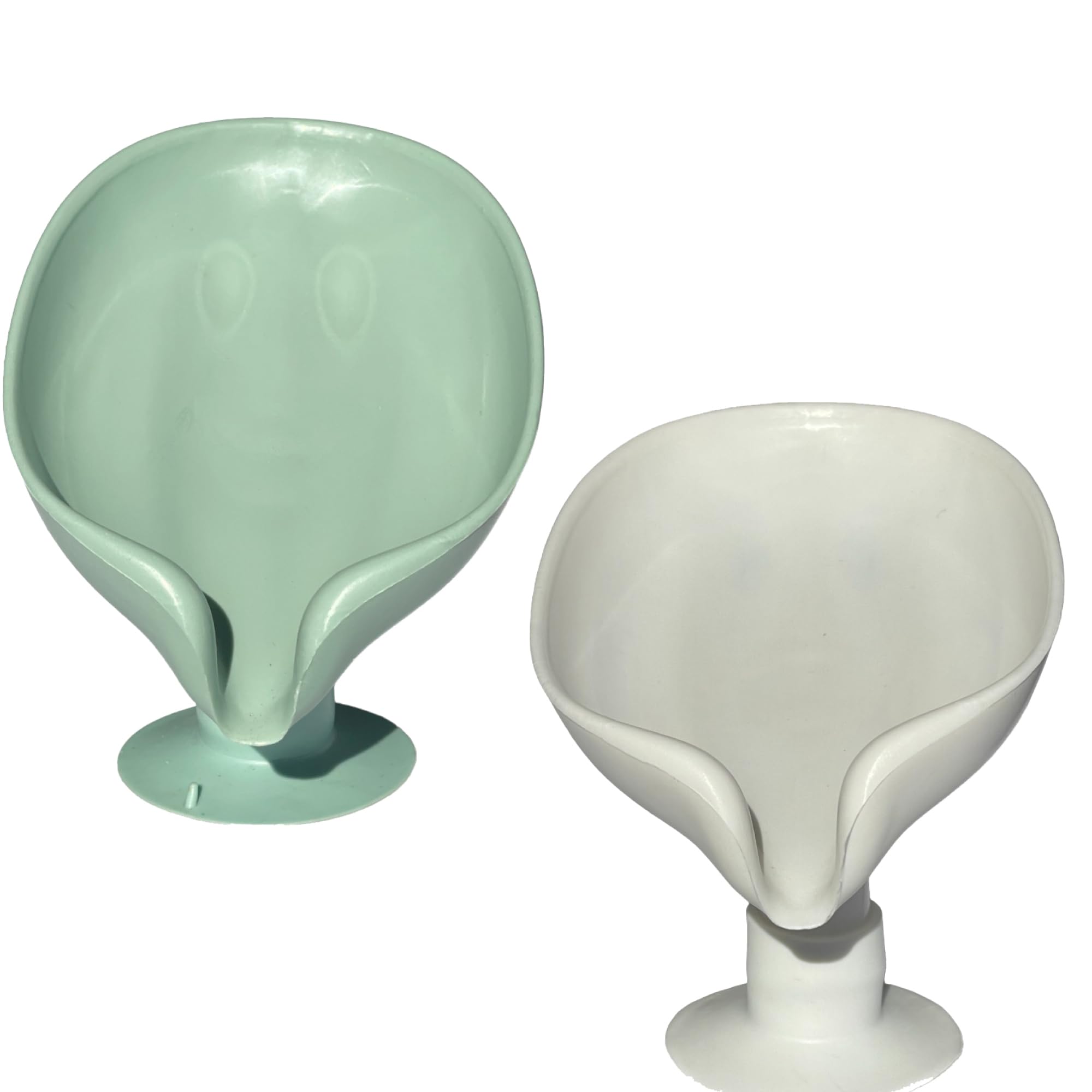 Leaf-Shaped Soap Bar Holder/Drain - Quick-Drying, Easy-Clean Plastic Design - 2 Pack (Sea Foam Green/White)