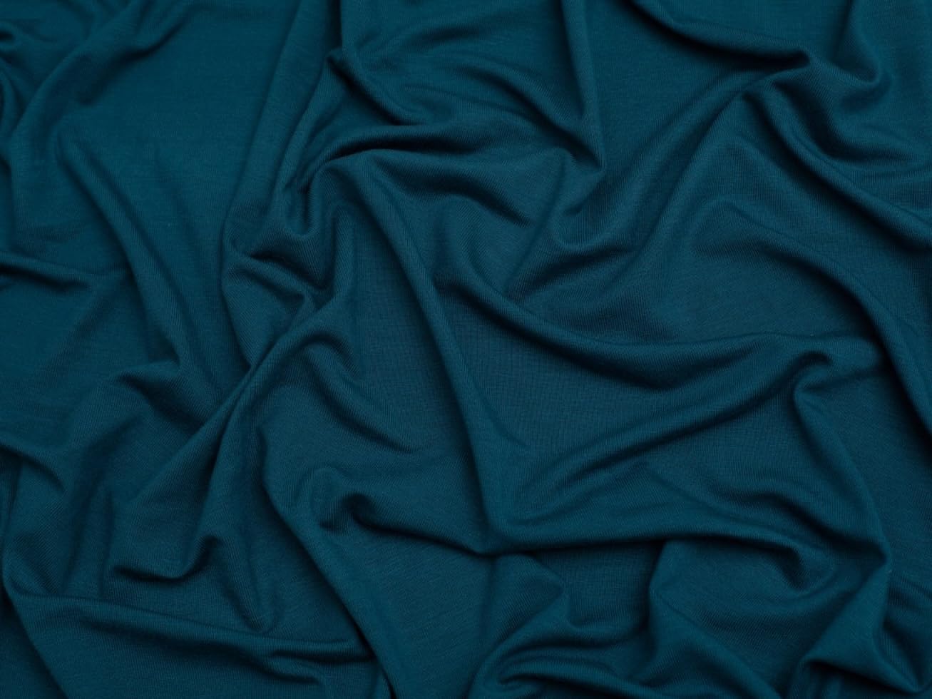 Minerva Teal Bamboo Jersey Knit Fabric Plain - Sold Per Metre