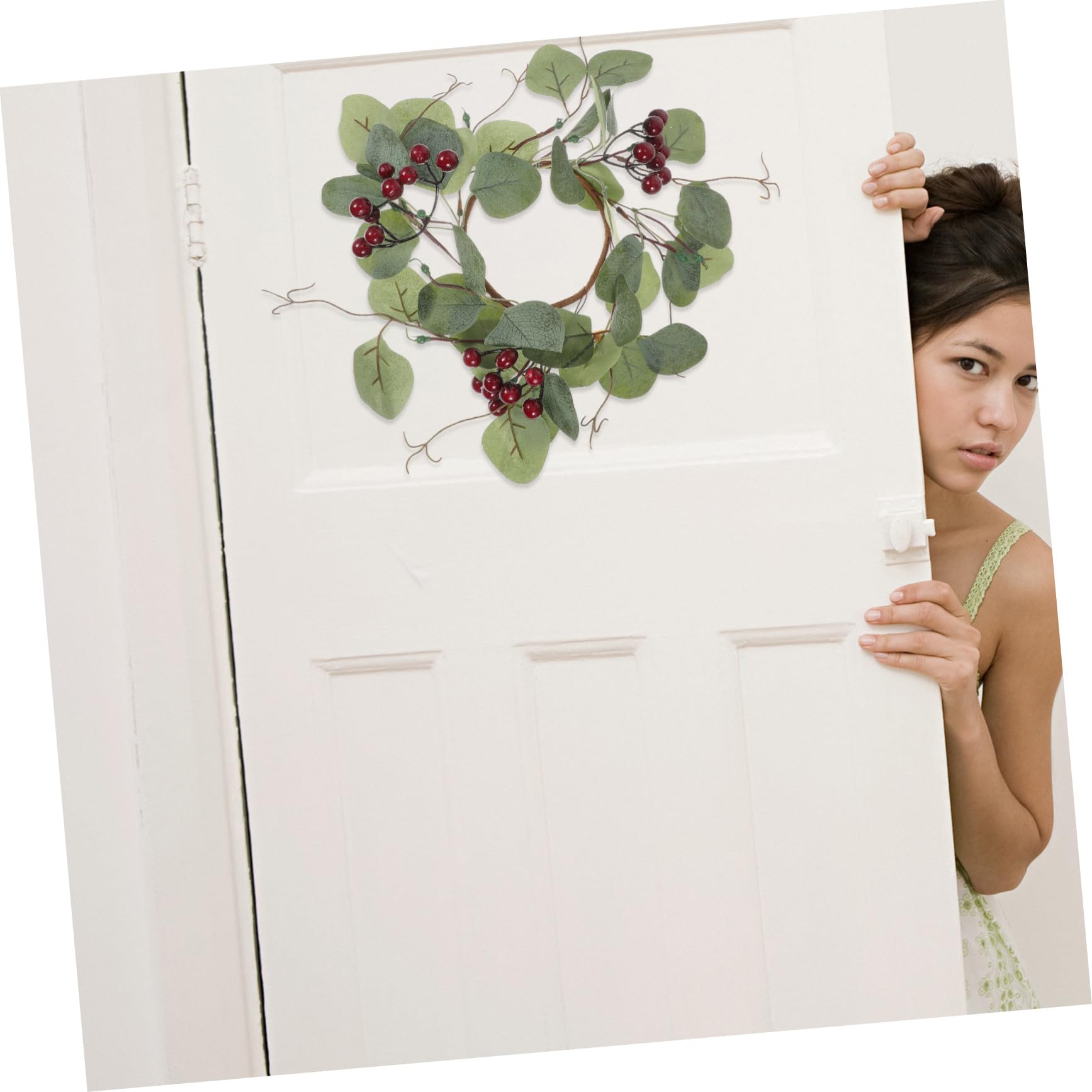 ABOOFAN 4 Coronas De Eucalipto Artificiales para Navidad Decoración Festiva para Fiestas.