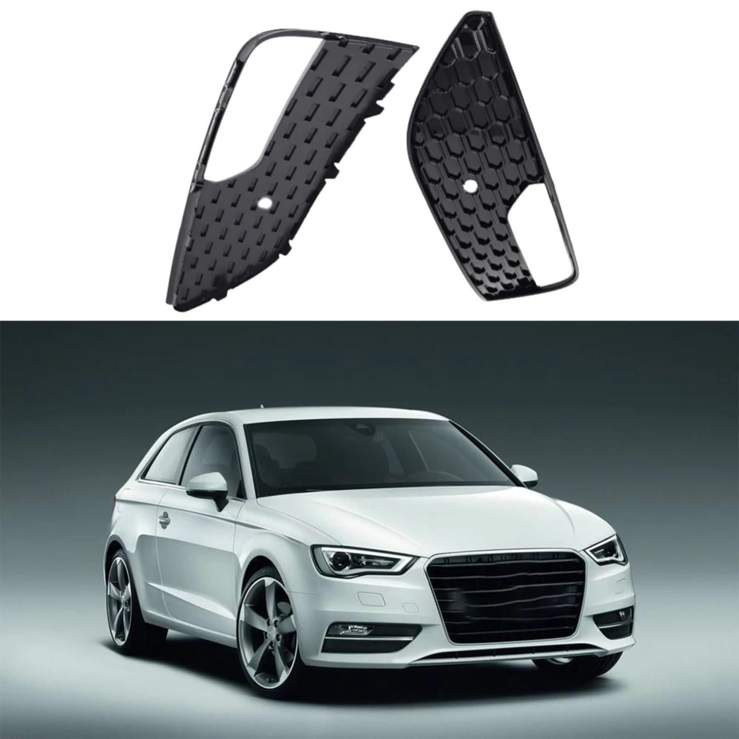Osłona przeciwmgielna do Audi A3 (2012-2016) - przedni zderzak - model plastra miodu - Numer artykułu: 8V3807681