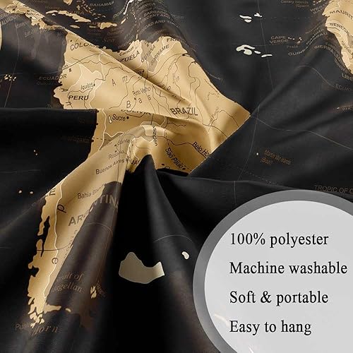 Miniatura 4 de Drgilau Tapiz educativo de mapa del viejo mundo, tapiz de pared educativo de mapa negro, vintage, asia, europeo, ciudad del sur, topografía, América