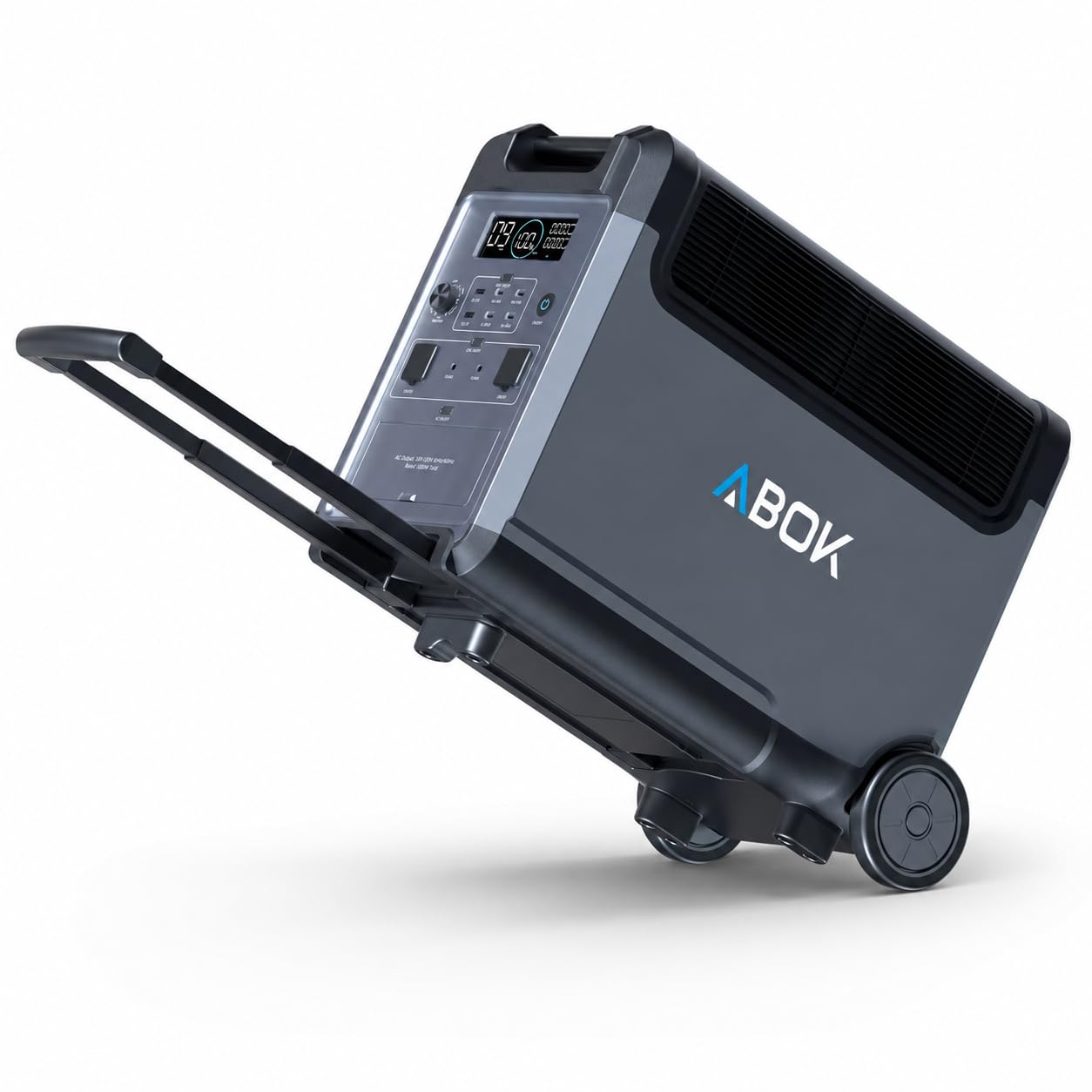 ABOK ARK3600 Station d'alimentation + 1 batterie supplémentaire ARK3600E, générateur solaire LiFePO4 7680 Wh 3600 W avec roulettes, stockage d'énergie extensible, alimentation de secours pour la