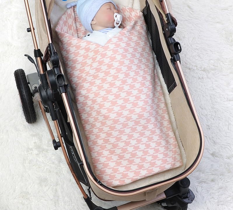 Lion Design Baby Blanket - 100% Cotton Knitted Swaddle 39x31 Inches Beige