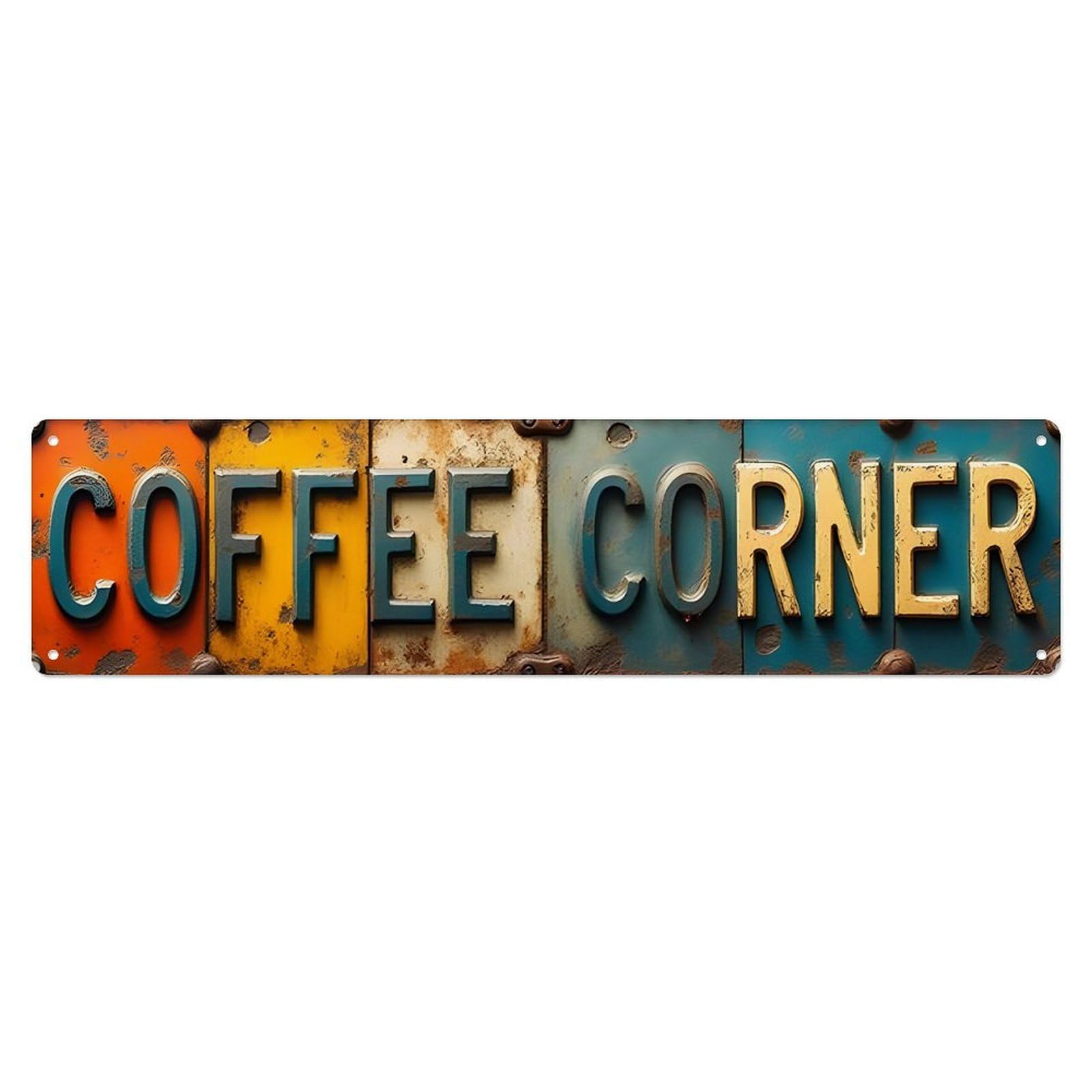 Vintage Colorful Coffee Corner Long Metal Sign Vintage Aluminium Metal Sign, Retro Wall Decor for Home, Bar, Garage & Farmhouse 10 * 40cm
