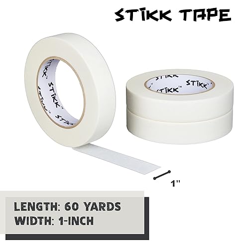 Miniatura 2 de STIKK Cinta de pintor - Paquete de 3 cintas blancas para pintor - 1 pulgada x 60 yardas - Cinta de pintura para pintura, bordes, recortes, techos -