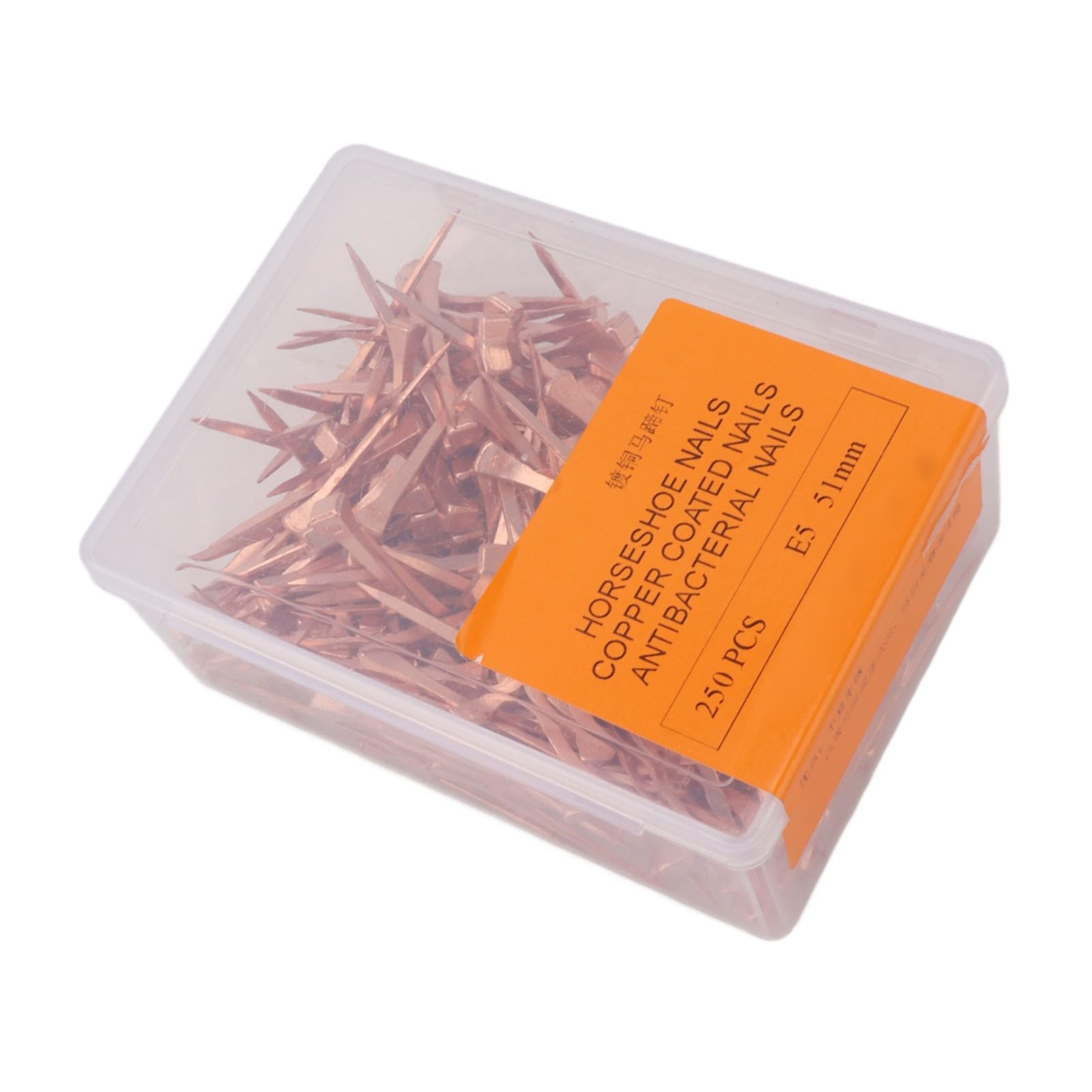 Miokycl 250Pcs Horseshoe Nails Copper Plated Rustproof Equestrian Riding Equipment Pet Supplies (51mm E5)