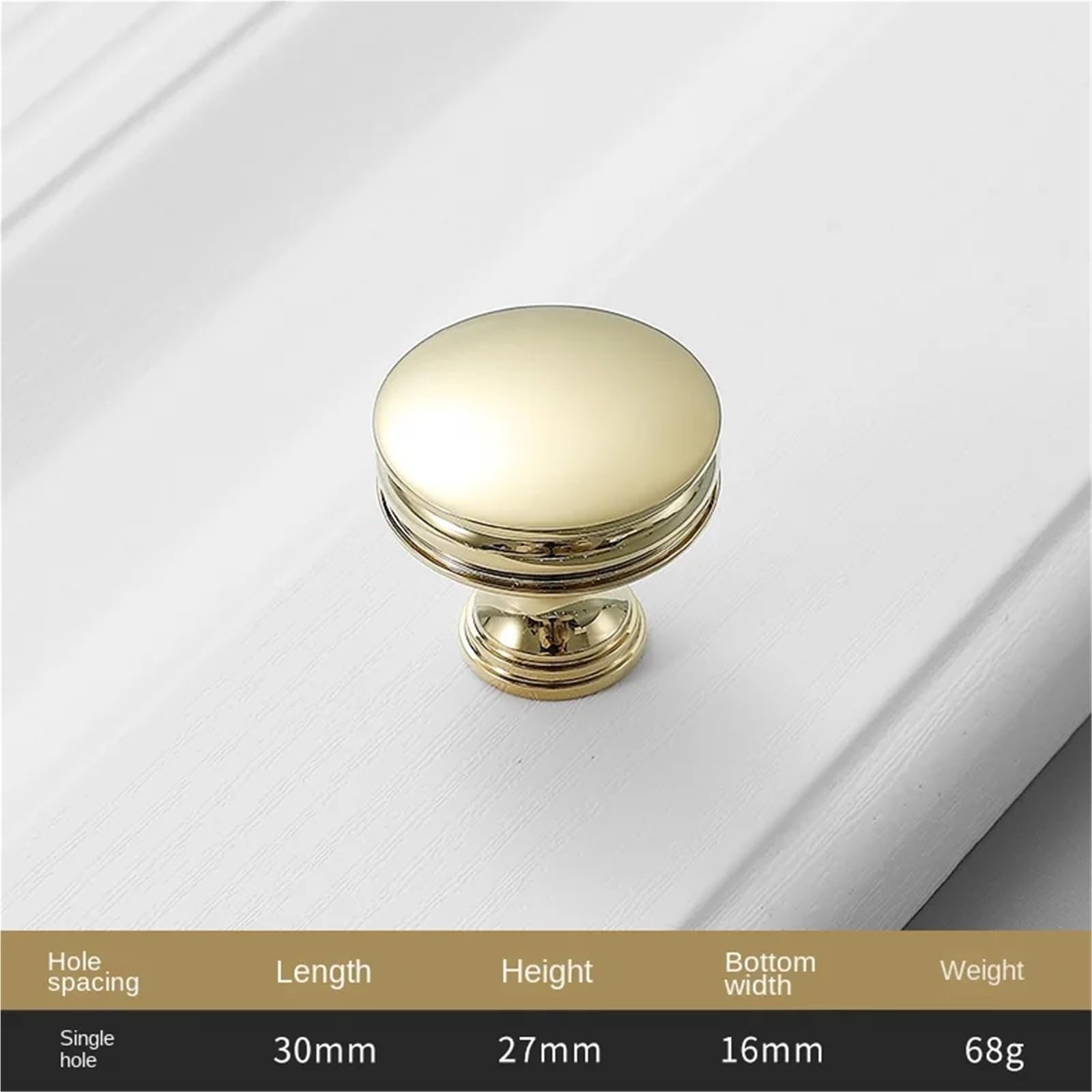 DFLPBHAV Simple Cabinet Door Handle Bright Silver Modern Cabinet Bright Gold Copper Furniture Handle 1Pcs(Bright Gold-L)