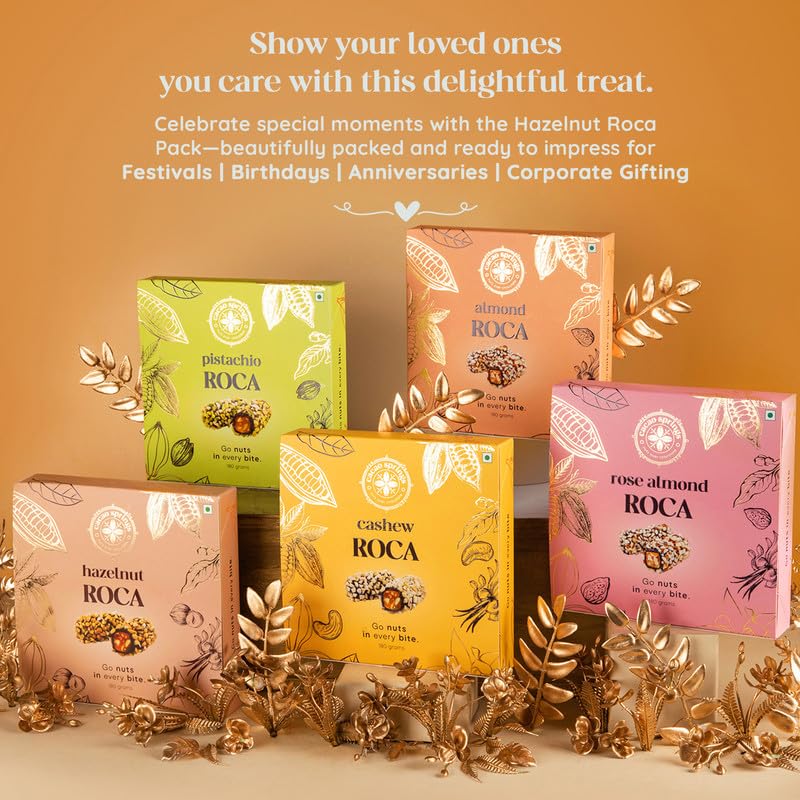 Image of Cacao Springs Premium Hazelnut Roca Chocolates for Healthier Snacking, Premium Choco & Nut Delicacy Treats, Premium Gift Hamper for Christmas Gifts, 15 Pieces in Each Box, 1 Box, 180gm