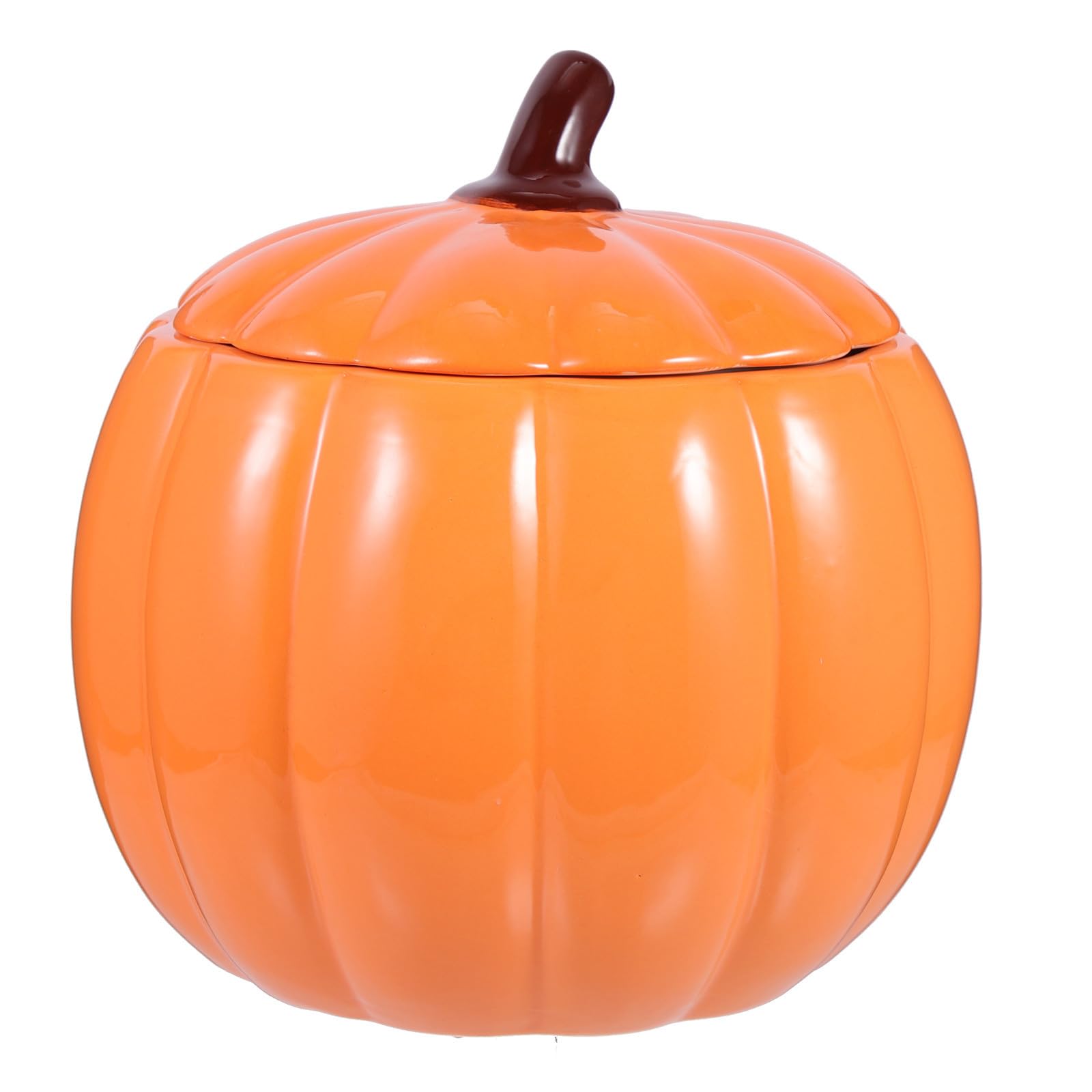 Ciieeo Tazón de Sopa de Calabaza 1800ml Cerámica Naranja Tapa y Asa | Decoracion Otono, Recipiente de Cerámica para Alimentos, Tazón de Sopa Decorativo