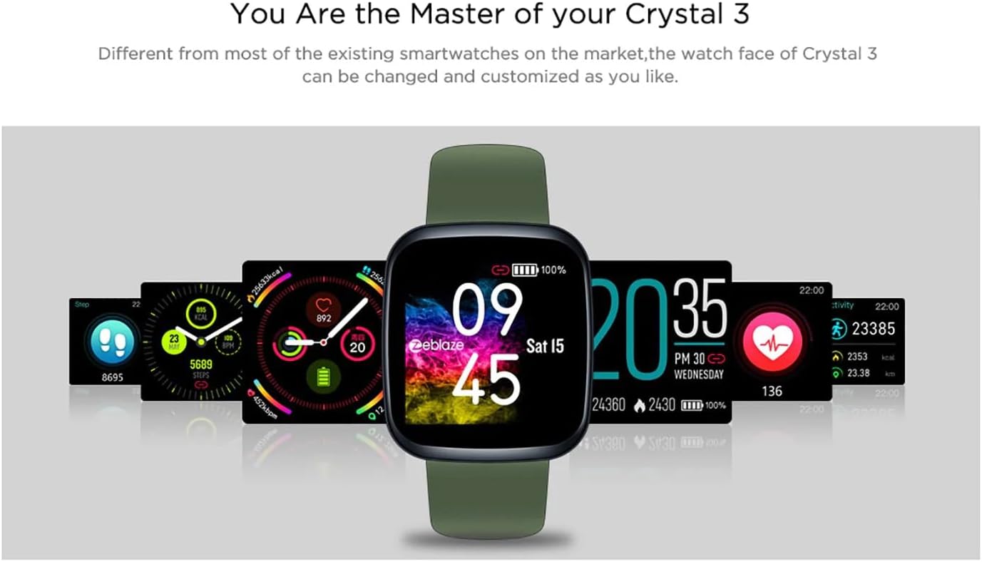 Zeblaze Crystal 3 Smartwatch with various customizable watch faces