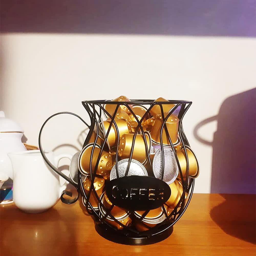 Canasta de almacenamiento de café, Cesta De Cápsulas De Café, Cesta Almacenamiento Cápsulas Café Soporte, Cesta De Almacenamiento De Cápsulas De Café para Cápsulas De Café (Negro)