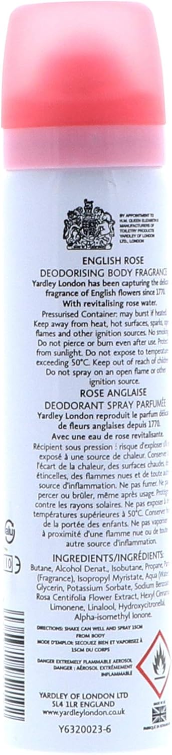 Three Packs of Yardley English Rose Body Spray 75ml by Yardley