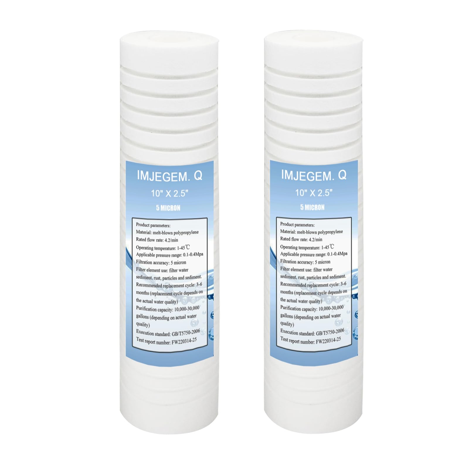 5 micron water filter 10 x 2.5 sediment filter,Be suitable for sediment filter for well water,Reduces sediment, sand, soil, silt and rust and is suitable for standard filter housing. (2 pack)
