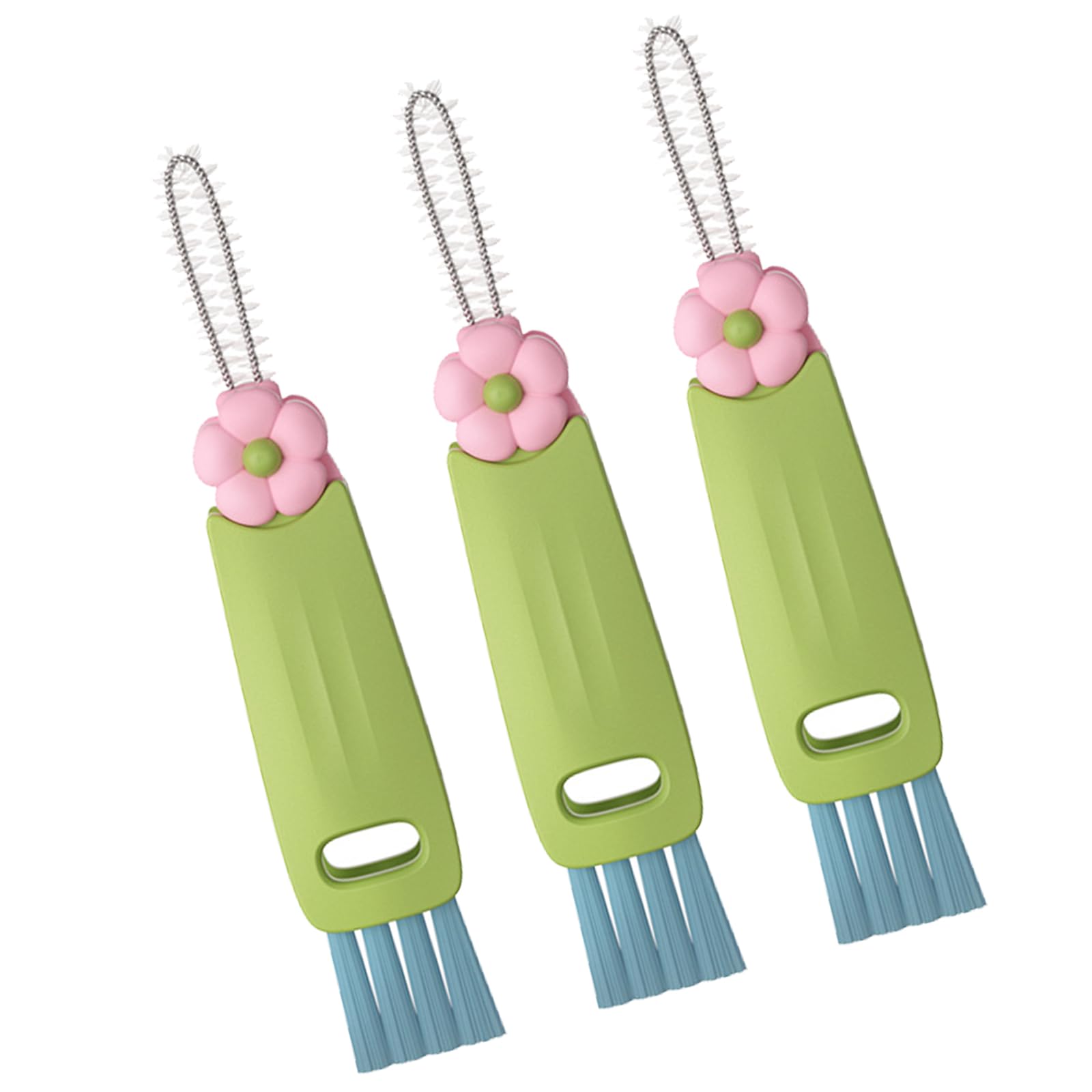 Portable 3 Function Bottle Caps Scrubber with Dense Bristles for Stubborn Stain Kitchens Essential Cup Lid Scrubber
