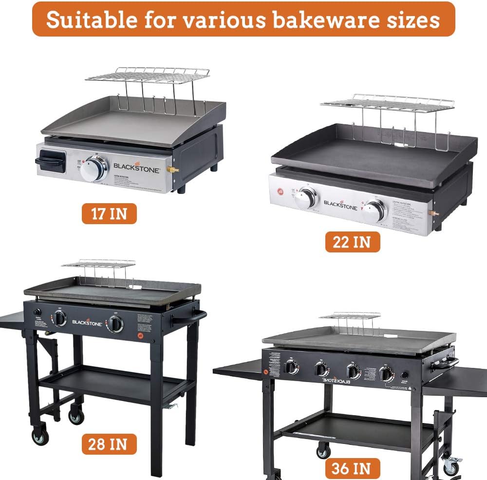 Annvchi Griddle Grill Warming Rack, 2Pcs Accessories Compatible Blackstone Griddle, Stainless Steel BBQ Grill Parts, Suitable for Multiple Types Griddle, Applicable Size - 17" 22" 28" 36"