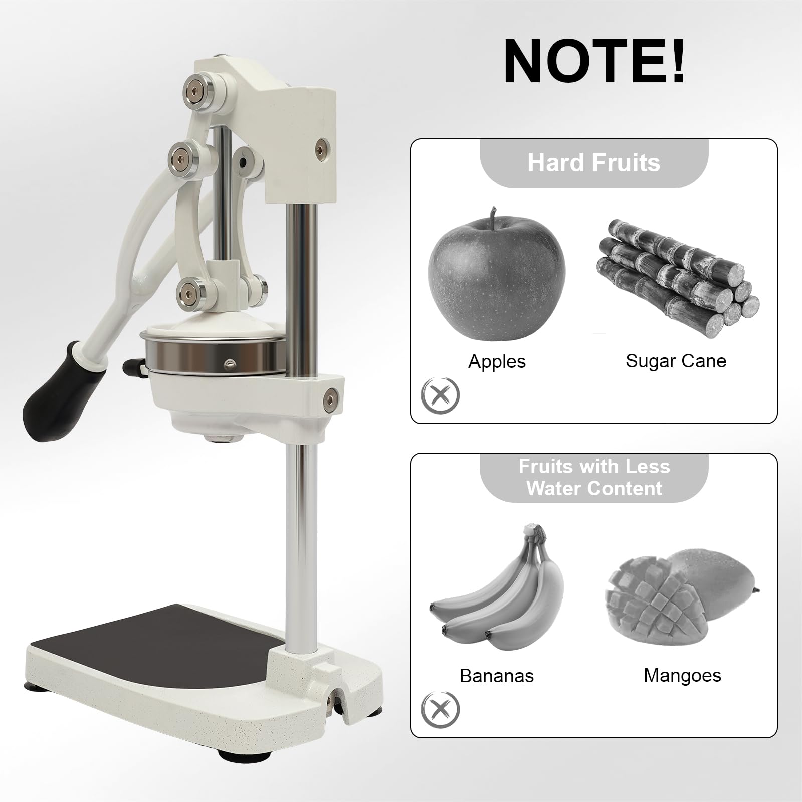 Exprimidor manual de acero inoxidable 304 de grado alimenticio, con 2 cabezales de prensado, exprimidor profesional para naranjas, limones, granadas, hogar y comercio