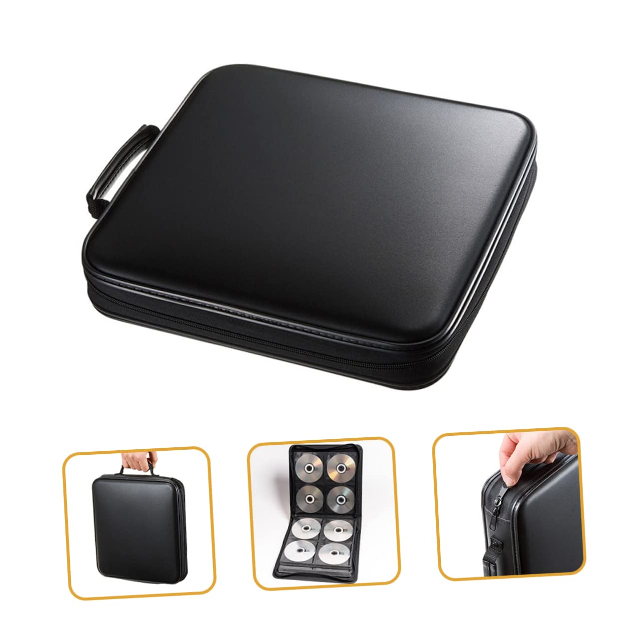Porta CD in Plastica Cerniera Custodia Portatile per Dischi Contenitore per Dvd Maniglia per Trasporto Facile e Protezione da Graffi