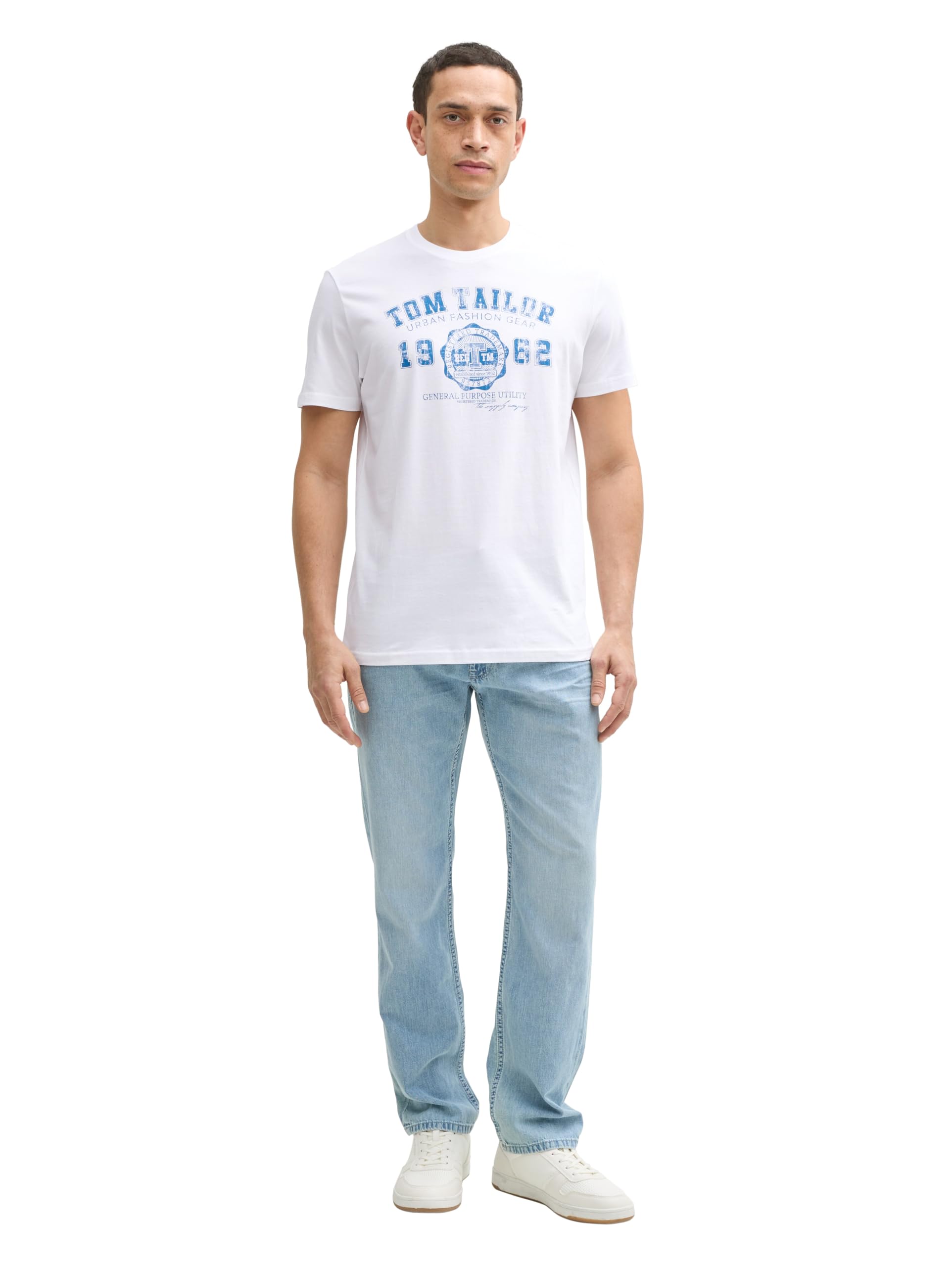 TOM TAILOR Herren T-Shirt mit Logo-Print, 20000 - White, L – Ansicht 2