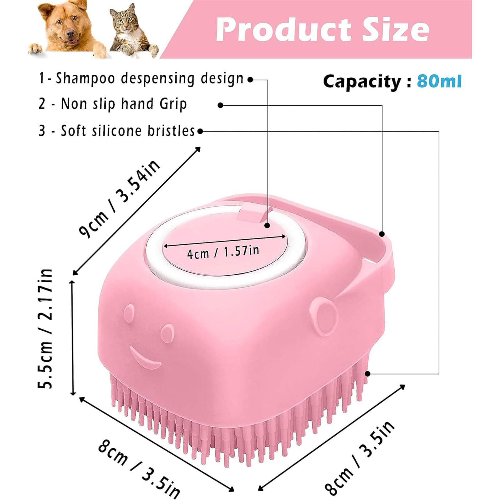 JYTDBCS Soft Silicone Dog, Cat Bathing Brush, Dog Bath Brush, Multi-functional Bath, Dog Brush - Image 2