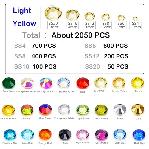 Miniatura 2 de 2050 diamantes de imitación de cristal con parte trasera plana para uñas, manualidades, cristales transparentes con purpurina, gemas redondas con