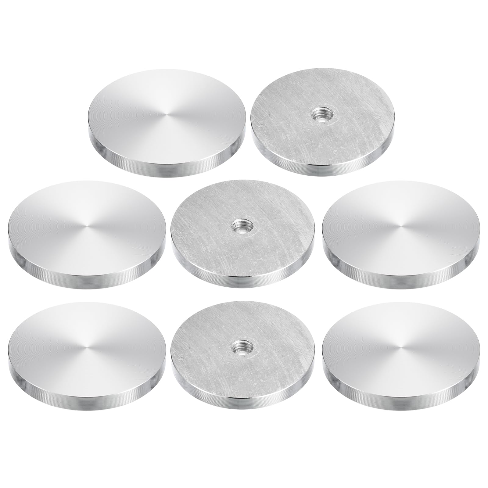 sourcing map 8 Stück Aluminium Scheibe Hardware für Glastisch | M10 Gewinde 60mm Durchmesser Runde Form, Aluminium Kreis Scheibe Glasplatte Adapter