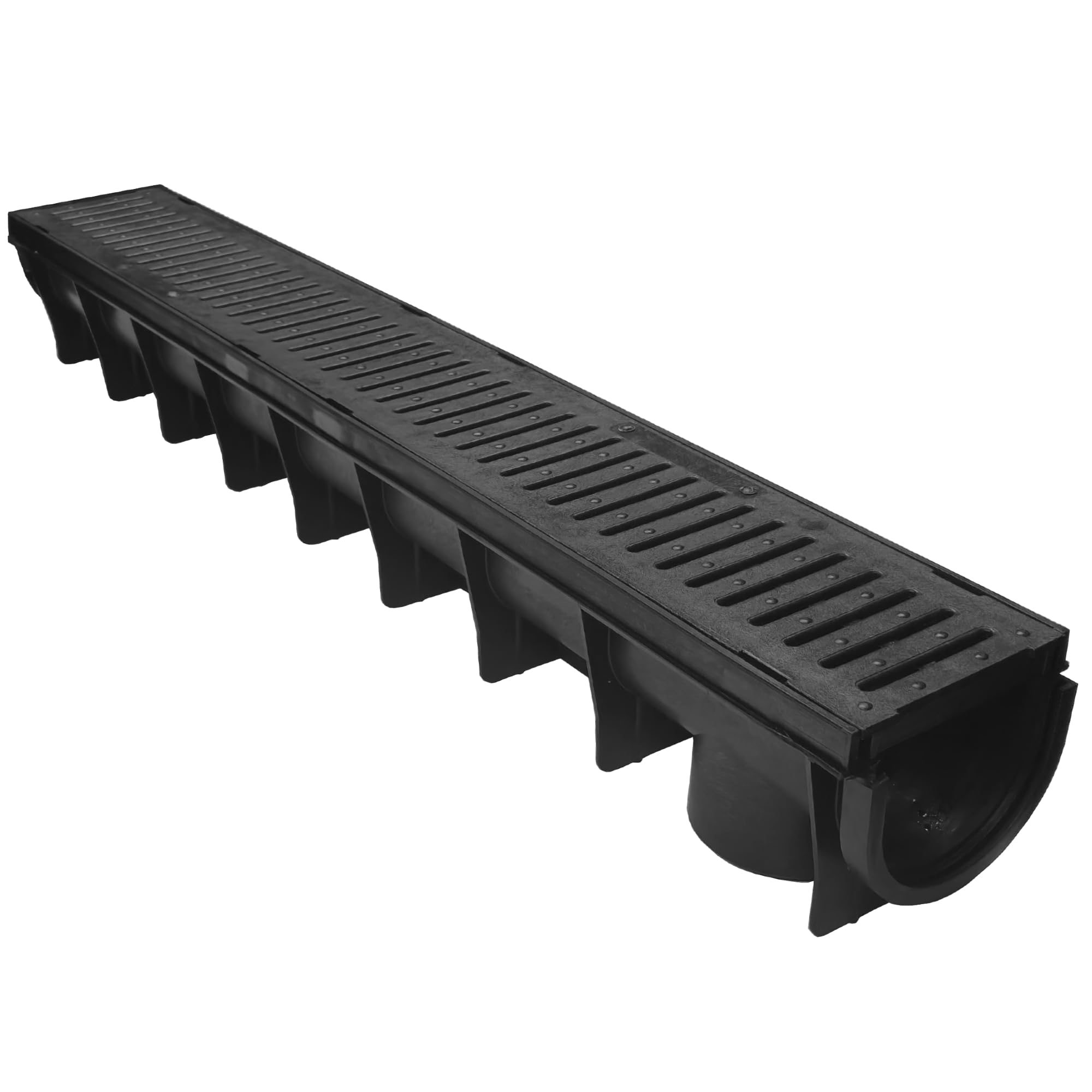 Drainage Channel 1m Linear Storm Drain (135mm W x 140mm H) Heavy-Duty Plastic, Clip-Together Modular System with Removable Grate for Driveway, Garden, Patio, Wetroom – 1/2/4/6/8 Pack (1)