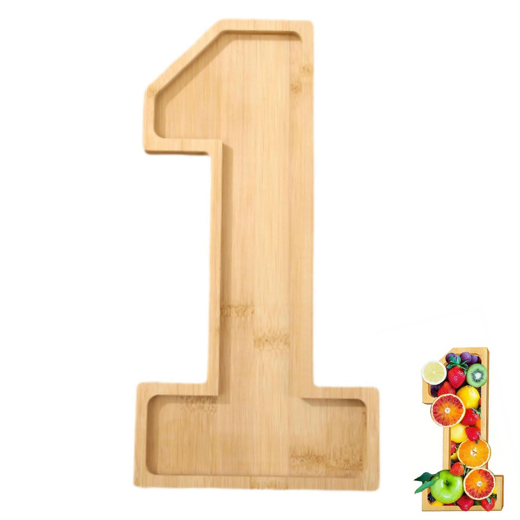 Hayaww Wood Serving Platter Number Shape Snack Storage Tray Wooden Number Charcuterie Tray for Anniversary Birthday Decoration Reusable Fillable Sweets Candy Box Wooden Fruit Charcuterie Tray (1)
