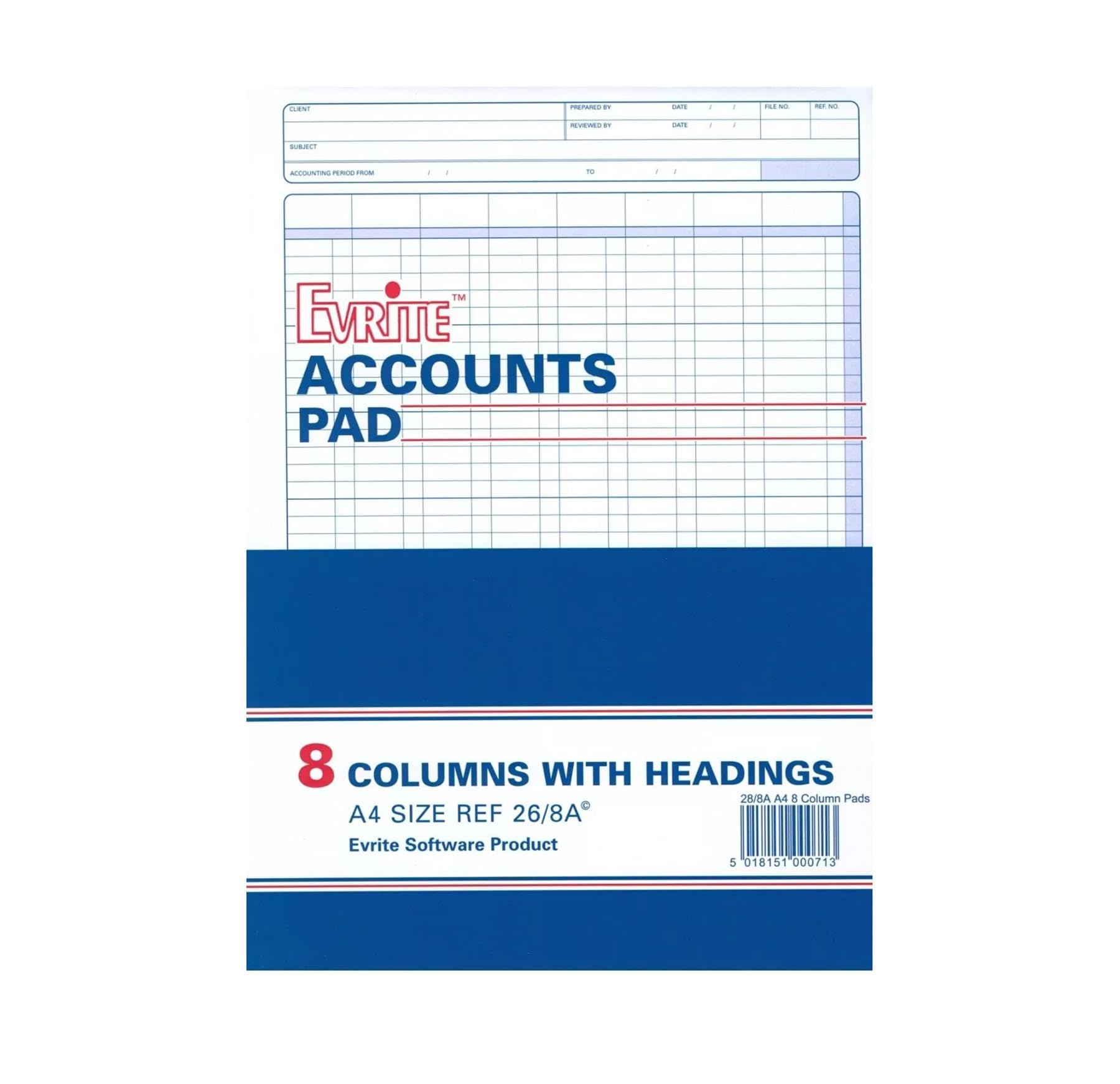 Evrite Accounts pad (268A 8 Column with Headings) — image 1