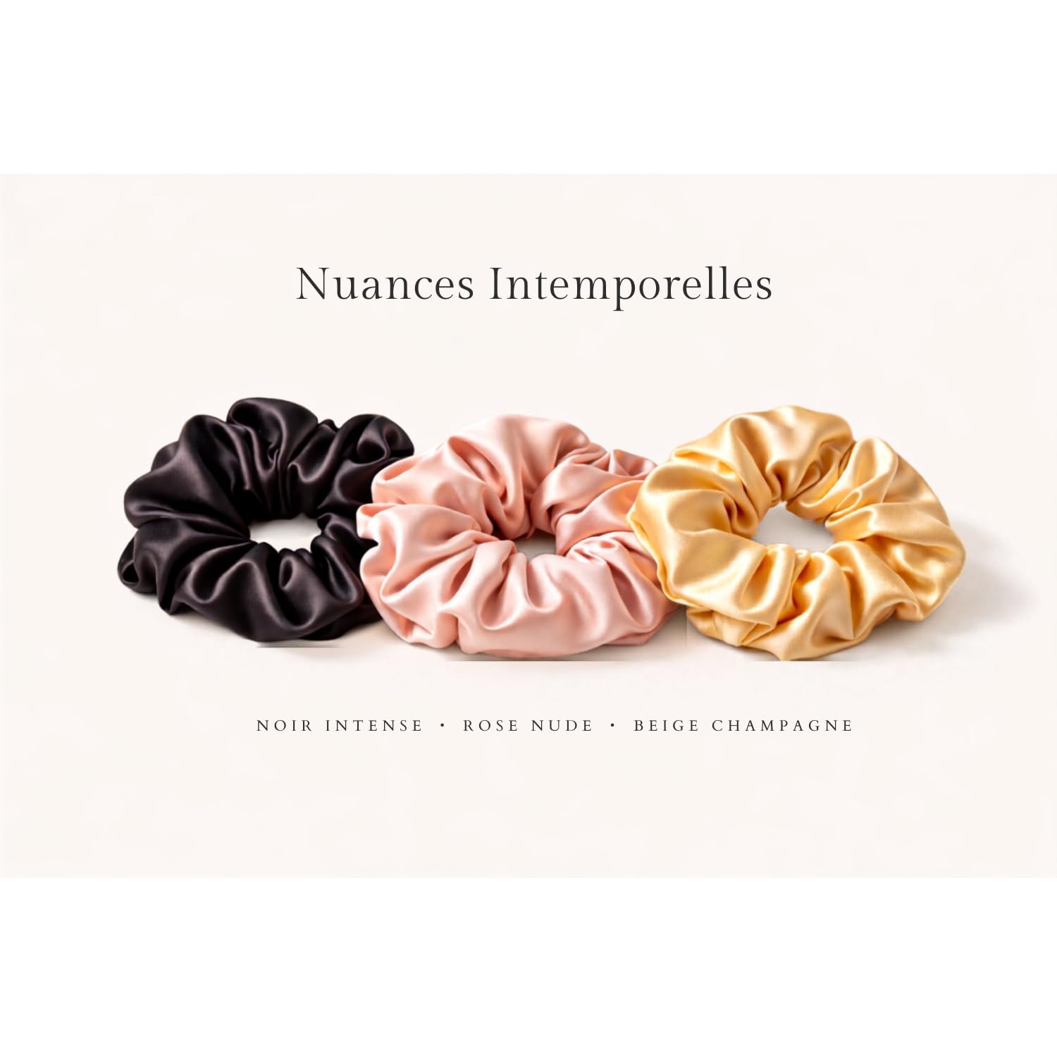 Éclat de Soie - Coffret de 3 chouchous XL en 100% soie de mûrier 19 Momme - Nuances Intemporelles - Idée cadeau femme - Tous types de cheveux- Maintien doux - Idéal rituel cheveux