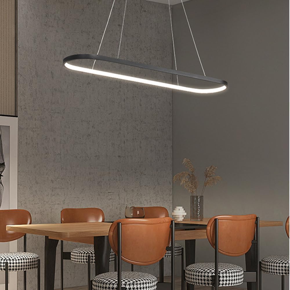 Genérico Lámpara Colte De Tira Led, Regulable En Altura, Circular, Metálica, 120 Cm, para Comedor O Isla De Cocina (Black-90cm White Light)