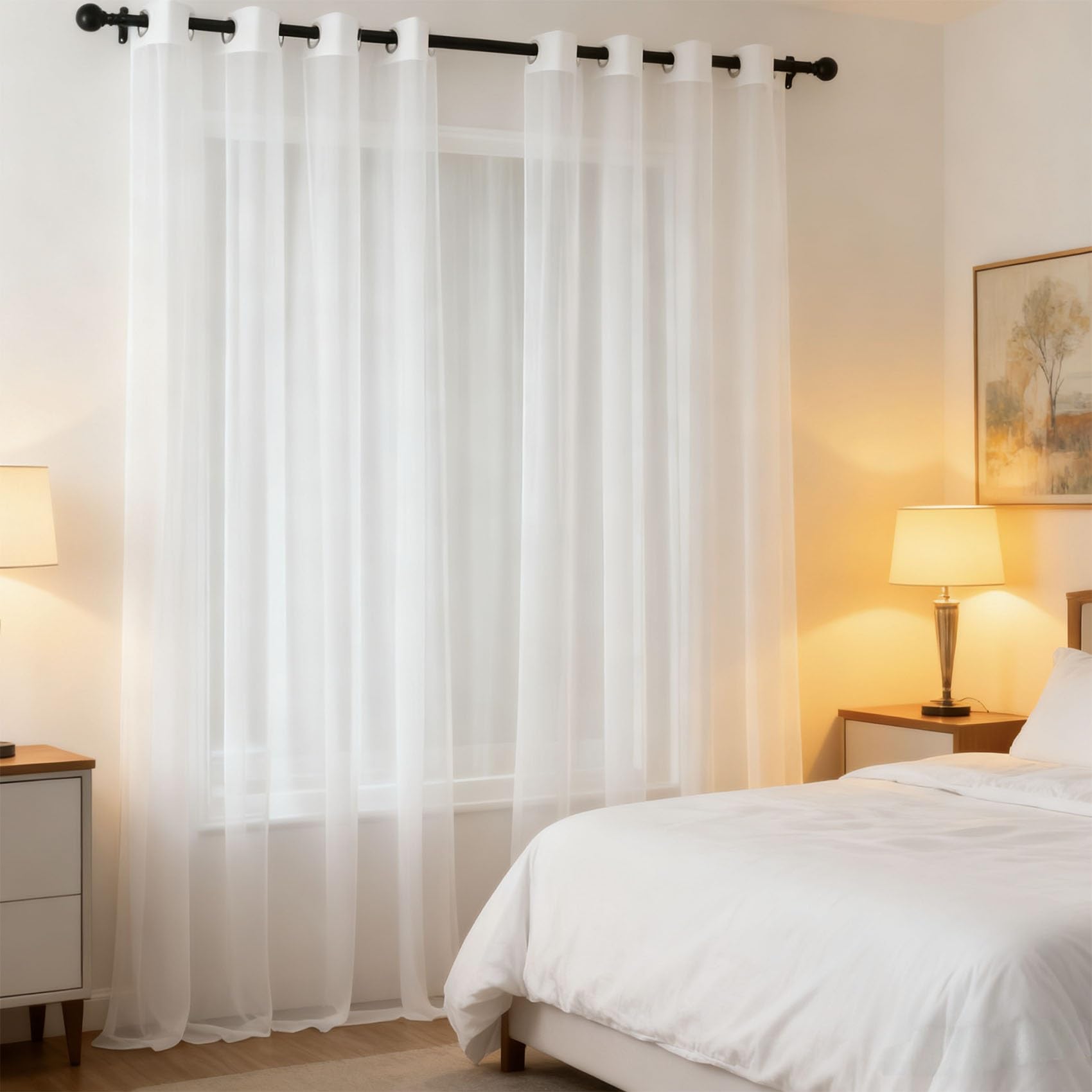 Cortinas modernas 115 x 100 cm de voile para salón y dormitorio
