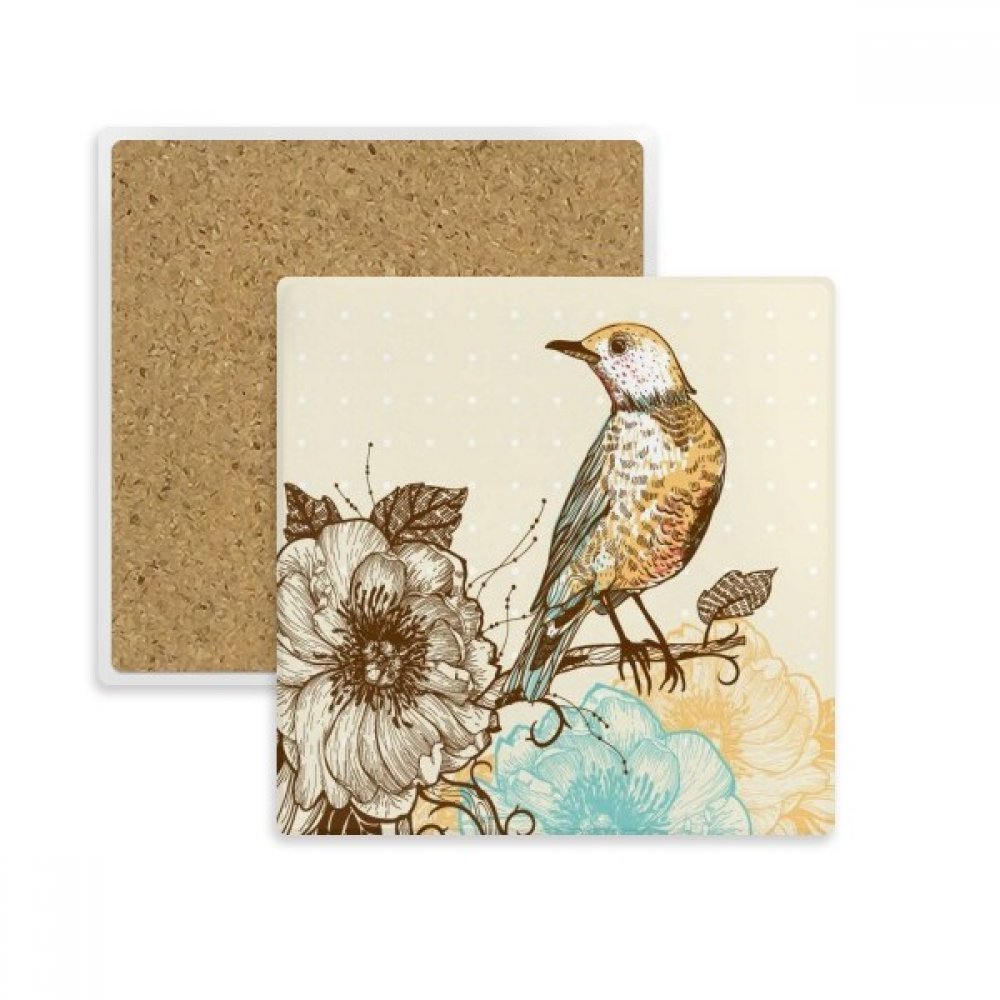 Sous-verre oiseau en pierre absorbante une idée cadeau originale fleurie