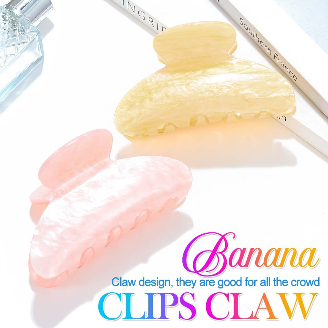 Reaky Acrylic Claw Clips Pink Hair Clip Cute Medium Hair Claws Hair Accessories for Women (pink+khaki), 1 count (Pack of 2) - Image 2